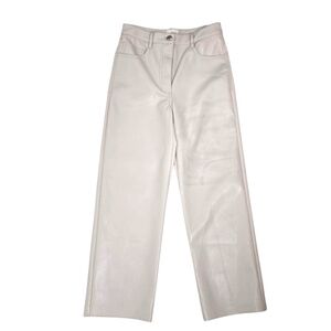 Wilfred Melina Cropped Ivory Shade High Rise Straught Leg Faux Leather Pants